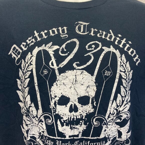 Slade Wilder Destroy Tradition Retro Y2K Style Shirt Mens Medium M Skull Blue - Picture 7 of 11